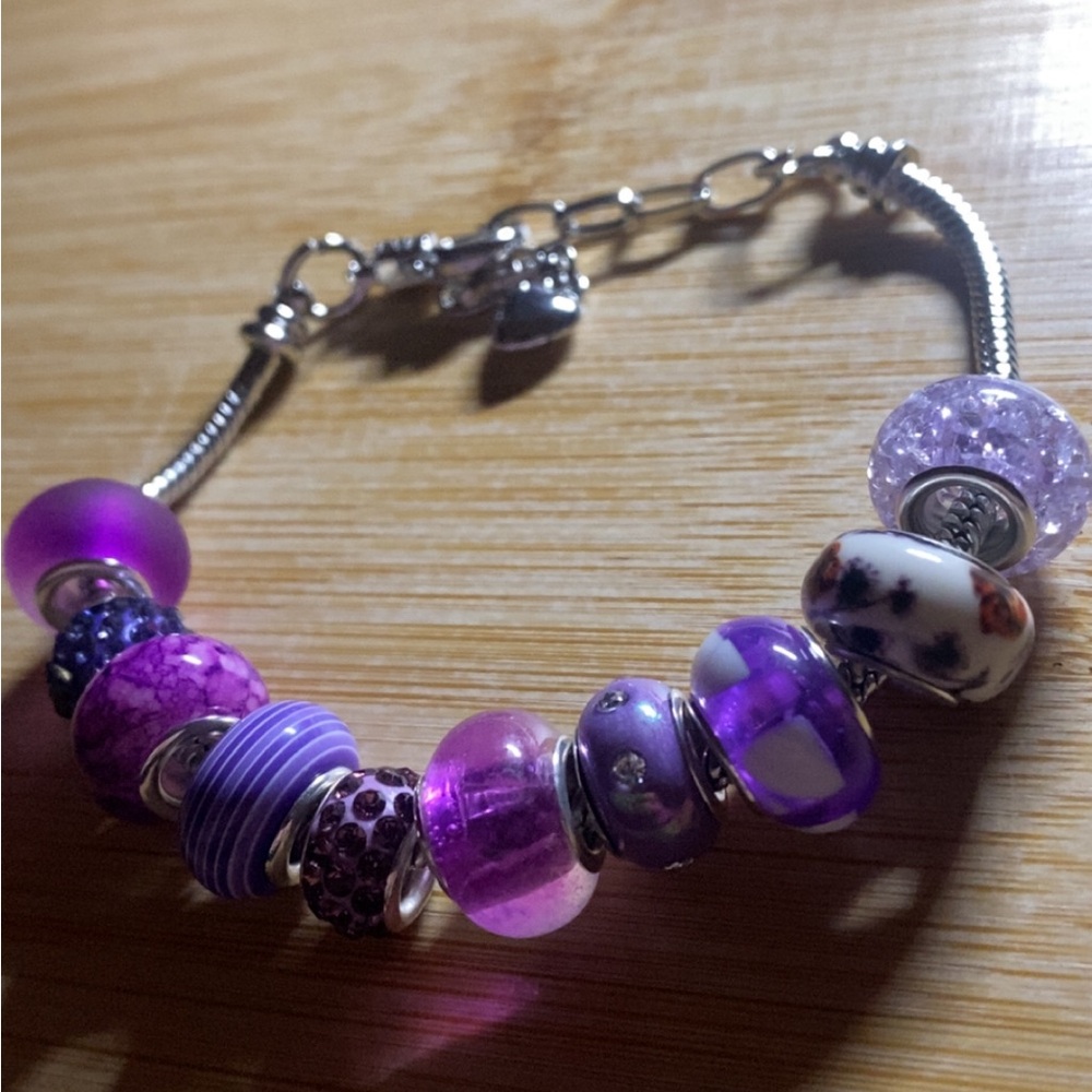 Elegant Purple European Bead Bracelet